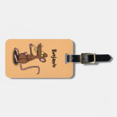 Niedliche braune Ratte hält Cartoon hoch Gepäckanhänger (Vorderseite horizontal)