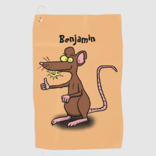 Niedliche braune Ratte hält Cartoon hoch Golfhandtuch