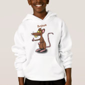 Niedliche braune Ratte hält Cartoon hoch Hoodie (Vorderseite)