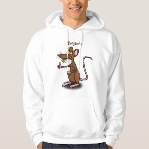 Niedliche braune Ratte hält Cartoon hoch Hoodie