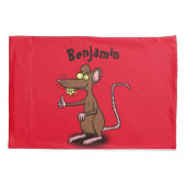 Niedliche braune Ratte hält Cartoon hoch Kissenbezug (Rückseite)