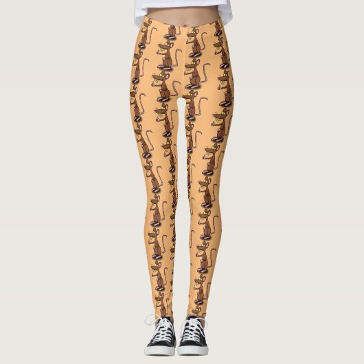 Niedliche braune Ratte hält Cartoon hoch Leggings (Vorderseite)