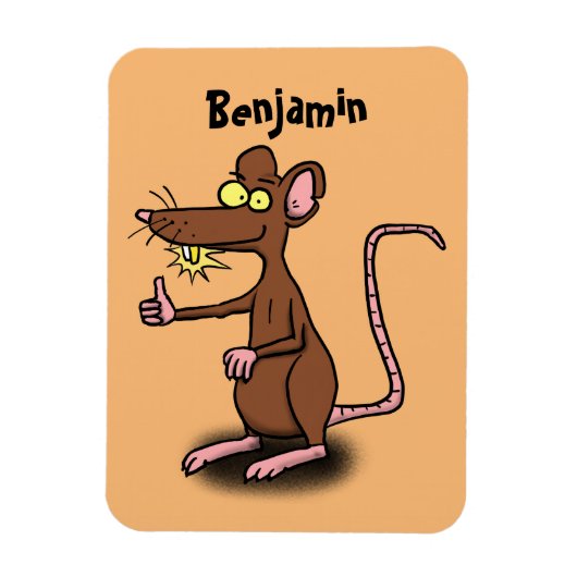 Niedliche braune Ratte hält Cartoon hoch Magnet (Vertikal)