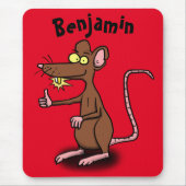 Niedliche braune Ratte hält Cartoon hoch Mousepad (Vorne)
