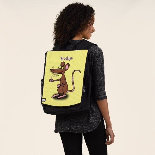 Niedliche braune Ratte hält Cartoon hoch Rucksack (Ausgewaschen)