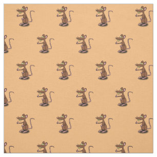 Niedliche braune Ratte hält Cartoon hoch Stoff