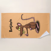 Niedliche braune Ratte hält Cartoon hoch Strandtuch (Vorderseite)