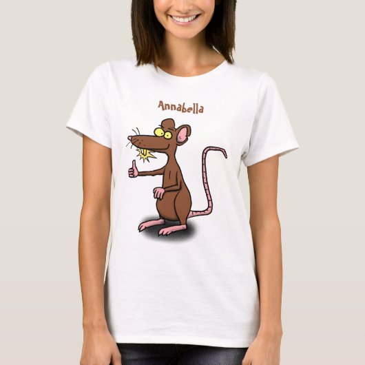 Niedliche braune Ratte hält Cartoon hoch T-Shirt (Vorderseite)