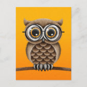 Niedliche, braune Schüssel mit Reading Gläser, gel Postkarte (Vorderseite)