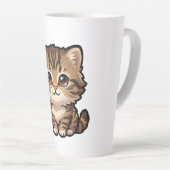 Niedliche braune Tabby-Kätzchen-Latte-Mug Milchtasse (Rechte Ecke)