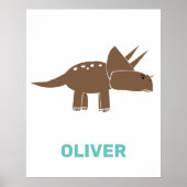 Niedliche braune Triceratops Dinosaurier für Kinde Poster (Vorne)