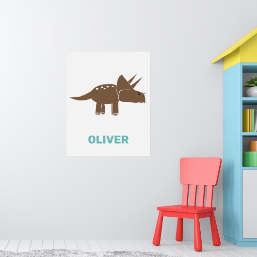 Niedliche braune Triceratops Dinosaurier für Kinde Poster (Kinderzimmer 1)