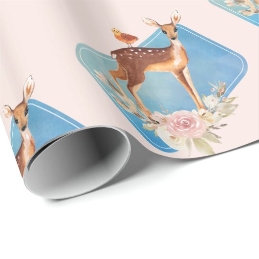 Niedliche Braune Wasserfarbe Hirsche Rustikale Ele Geschenkpapier (Rolleneckpunkt)