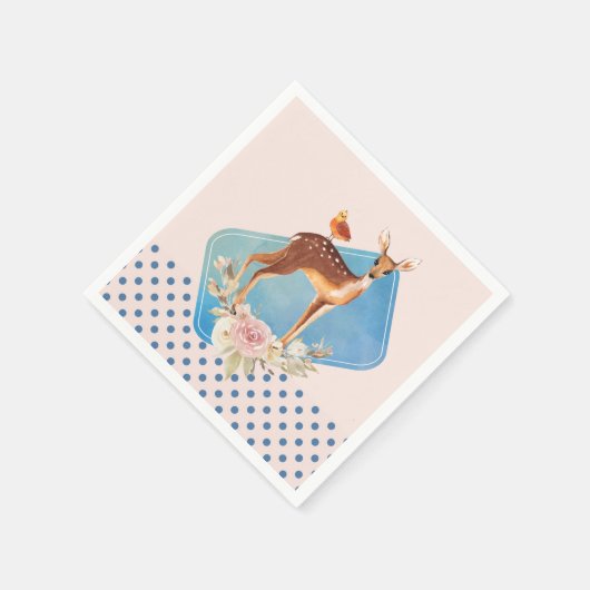 Niedliche Braune Wasserfarbe Hirsche Rustikale Ele Serviette (Ecke)