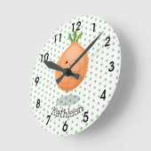 Niedliche, braune Zwiebelgrün-Cartoon-Abbildung Runde Wanduhr (Winkel)