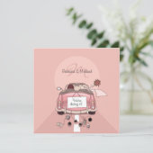 Niedliche Braut & Gräuel Rosa Einladungen (Stehend Vorderseite)