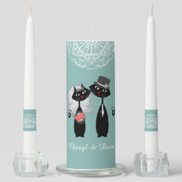 Niedliche Braut & Groom Lucky Black Cats Personali Kerzenset