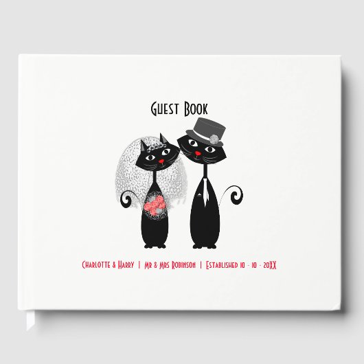 Niedliche Braut | Groom Wedding Cats Personalisier Gästebuch (Vorderseite)