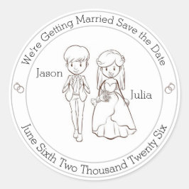 Niedliche Braut und Bräuche Save the Date Runder Aufkleber