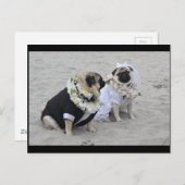 Niedliche Braut- und Bräutigam-Mops Postkarte (Vorne/Hinten)