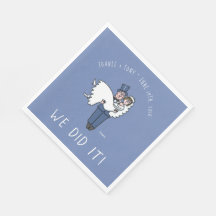 Niedliche Braut und Cartoon Groom Hochzeit Napkins