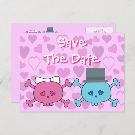 Niedliche Braut- und Gräuelschalen Save the Date H Ankündigungspostkarte