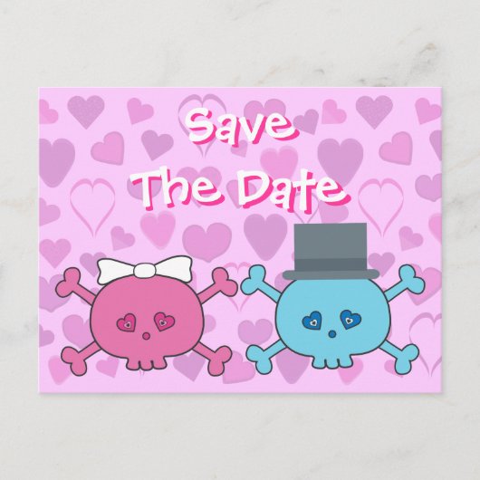 Niedliche Braut- und Gräuelschalen Save the Date H Ankündigungspostkarte (Vorderseite)
