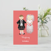 Niedliche Braut und Groom Scottish Wedding Theme Einladung (Stehend Vorderseite)