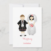 Niedliche Braut und Groom Scottish Wedding Theme Einladung (Vorderseite)