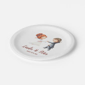 Niedliche Braut und Groom tanzen Illustriertes Par Pappteller (Schrägansicht)