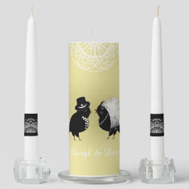Niedliche Braut- und Groomliebvögel Personalisiert Kerzenset