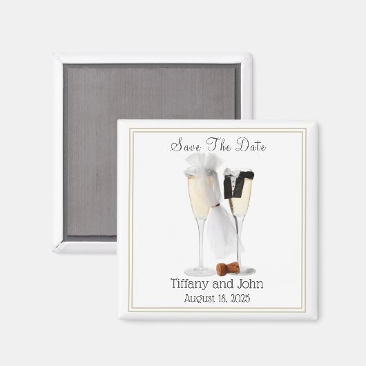 Niedliche Braut- und Pflanzwein retten das Datum Magnet (Vorderseite/Rückseite)