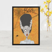 Niedliche Braut von Frankenstein Halloween Karte (Gelbe Blume)