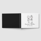 Niedliche Brautgroom Whimsical Schwarz-weiß Weddin Gästebuch (Voll)