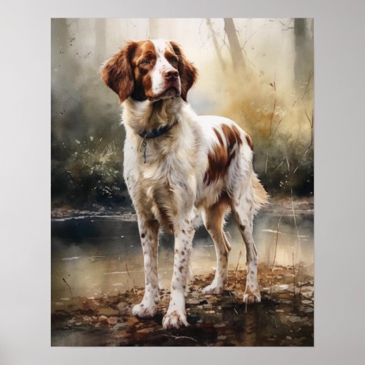 Niedliche Bretagne Dog Art Print Poster (Vorne)