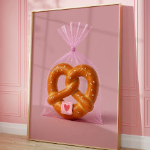 Niedliche Bretzel Art Print, gemütliche Bäckerei -