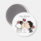 Niedliche Bride & Groom Speichern Sie die Datumsma Magnet (Vorderseite/Rückseite)