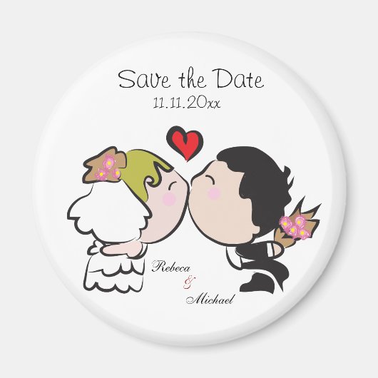 Niedliche Bride & Groom Speichern Sie die Datumsma Magnet (Vorne)