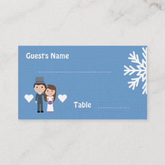 Niedliche Bride & Groom Winterskarte Platzkarte