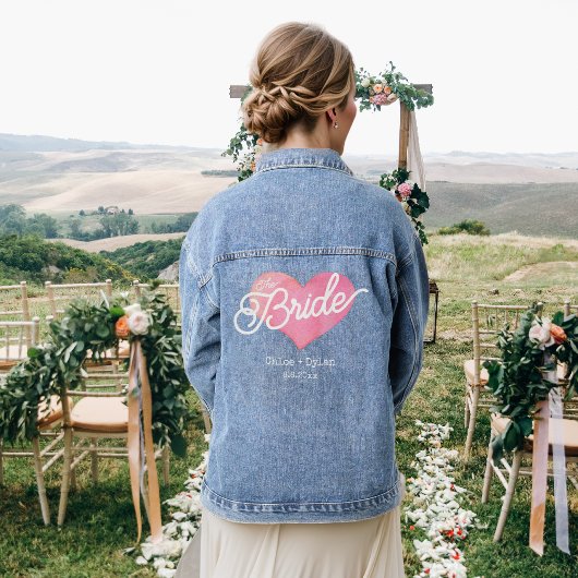 Niedliche Bride Script Heart Wedding Custom Jeansjacke