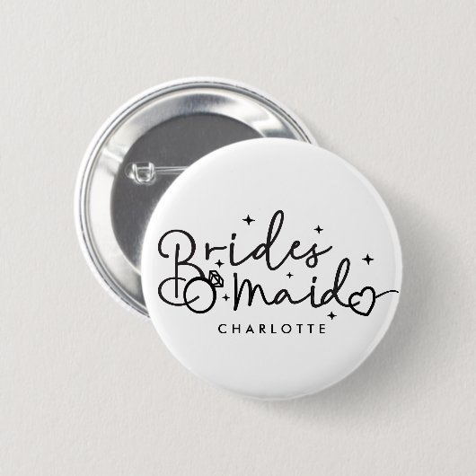Niedliche Bridesmaid Script Wedding Party Button (Vorne & Hinten)