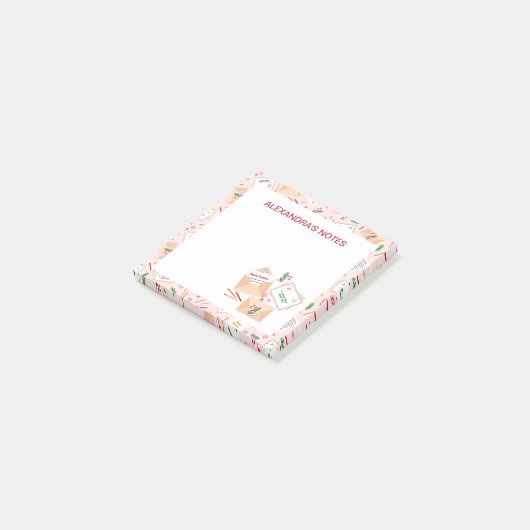 Niedliche Briefe an Weihnachten und Weihnachtsmust Post-it Klebezettel (angewinkelt)