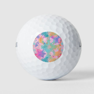 Niedliche Briefmarke Krawatte Rosa Regenbogen-Blum Golfball