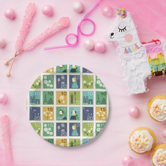 Niedliche Briefmarke Teller (Party)