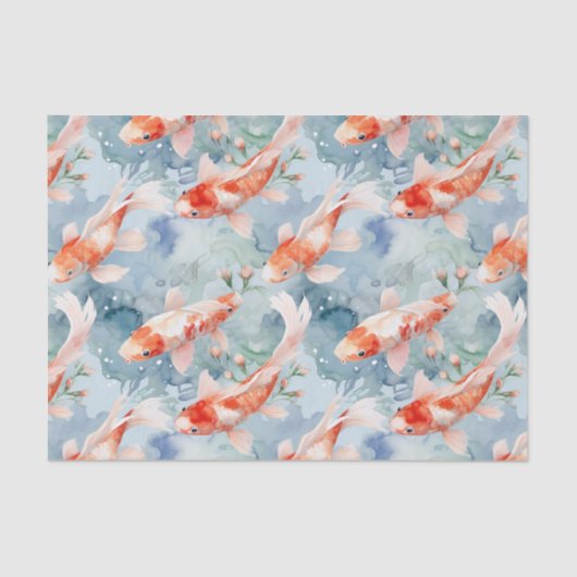 Niedliche Bright Koi Fish Pond Decoupage Seidenpapier (Vorderseite)