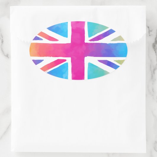 Niedliche britische Flagge Ovaler Aufkleber (Tasche)