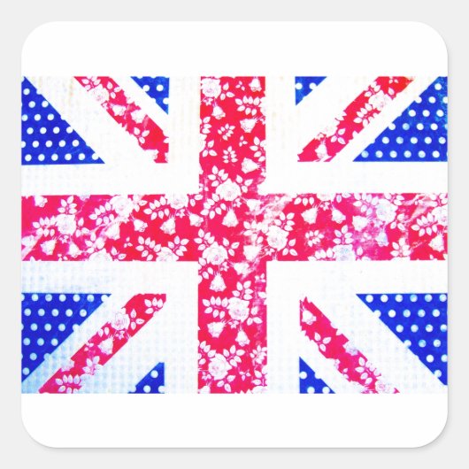Niedliche britische Flagge Quadratischer Aufkleber (Vorderseite)