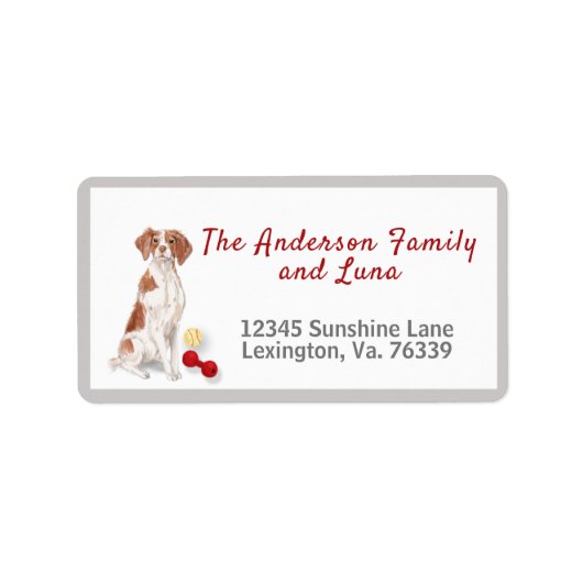 Niedliche Brittany Spanisch Toys Zuhause Rücksende Adressaufkleber (Vorne)