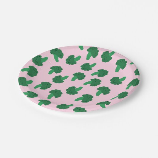 Niedliche Broccoli Paper-Teller Pappteller (Schrägansicht)