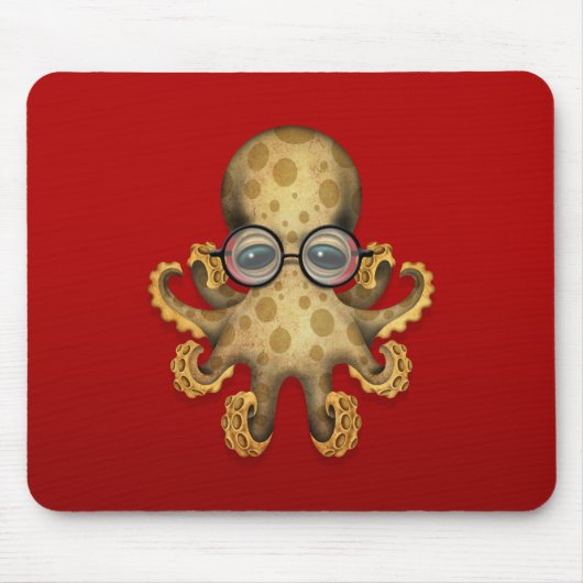 Niedliche Brown-Baby-Kraken-tragende Gläser auf Mousepad (Vorne)